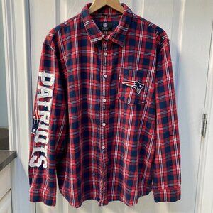 New England Patriots Great Design Logos Rough & Tough Flannel Shirt Size Large